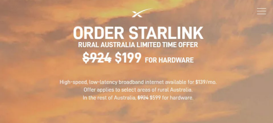 Screenshot of Starlink website offer