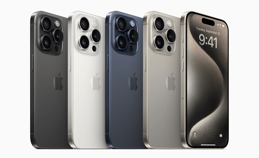 iPhone 15 Pro series in various colors