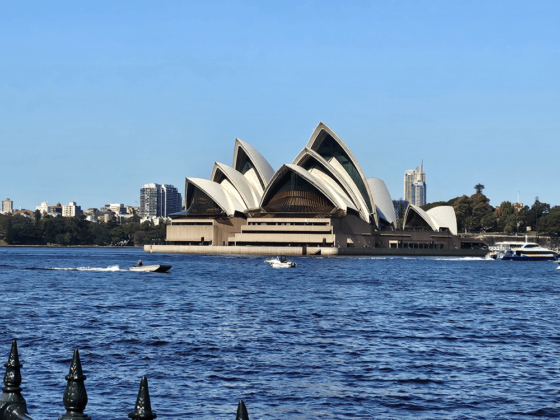 Closer shot of Sydney Opera House in daytime.