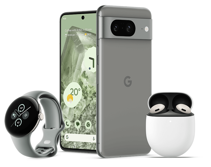 Google Pixel devices in hazel 