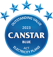 Canstar Blue Outstanding Value logo Electricity Plans ACT 2023