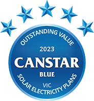 Canstar Blue Outstanding Value logo Solar Electricity Plans VIC 2023