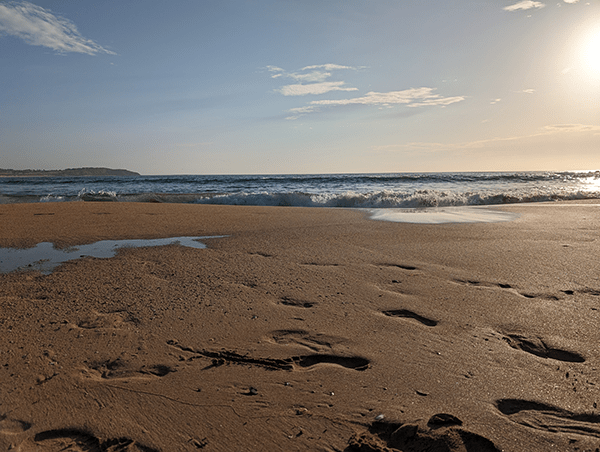 Beach at sunrise taken on Pixel 8