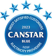 Canstar Blue award logo for 2023 NSW Electricity Providers ratings