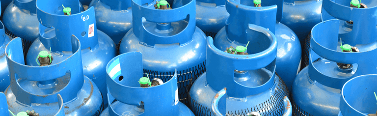 Blue LPG gas cylinders