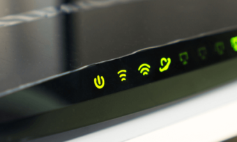 Close-up of black modem router