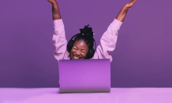 Woman using internet on laptop. Dodo NBN offer