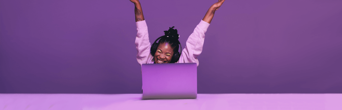 Woman using internet on laptop. Dodo NBN offer